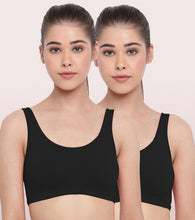 Load image into Gallery viewer, Enamor Low Impact Women's Cotton Everyday Sports Bra - All Day Comfort, Non Padded, Wirefree, High Coverage - SB06 (Black /Black)-Pack of 2