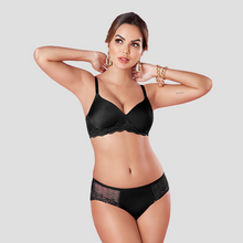Load image into Gallery viewer, Sonari Romantic Nylon Spandex Lace Medium Coverage Padded Wirefree Bridal Lingerie Set with Low Rise Bikini Panty – FLASH