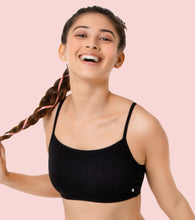 Load image into Gallery viewer, Enamor BB02 Easy Fit Stretch Cotton Beginners Bra with Antimicrobial Finish and Slim Straps - Black