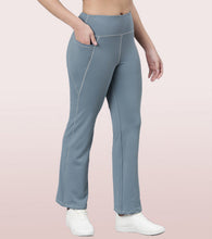 Load image into Gallery viewer, Enamor High Rise Full Length Pull on Boot Cut Active Pant For Women - Relaxed Fit, Quick Dry, Antimicrobial - A402 (Goblin Blue)