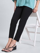 Load image into Gallery viewer, Go Colors Black Ponte Smart Fit Kurti Pant