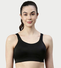 Load image into Gallery viewer, Enamor Innovations Fab-fresh Breathable cup, Women's High Impact Sports Bra - Convertible, Padded, Wirefree, Full Coverage - SB18 (Black)