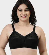 Load image into Gallery viewer, Enamor Innovations Fabcool M-Frame Side Shaper Panel Women's Cotton Everyday Bra - Non Padded, Wirefree, Full Coverage - A014 (Available in Plus Sizes) (Black)