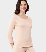 Load image into Gallery viewer, Enamor TH05 Women's Thermal Sleeve Top with Soft Heat Generating Fabric, Wide Round Neckline with Engineered HeatSkins™ Warm Technology. ( Pale Skin)