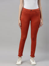 Load image into Gallery viewer, Go Colors Rust Cotton Polyester Super Stretch Jeggings