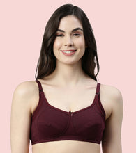 Load image into Gallery viewer, Enamor Eco-Melange MT02 Sectioned Lift and Support Cotton Nursing Bra for Women- High Coverage, Non Padded and Wirefree - Grape Wine
