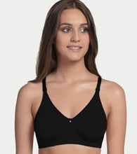 Load image into Gallery viewer, Enamor Comfort Shaper with Plush Side Shaper Panel Women's Cotton Everyday T-Shirt Bra - Detachable Straps, Non Padded, Wirefree, High Coverage - A055 (Black)