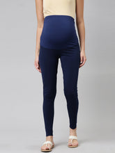 Load image into Gallery viewer, Go Colors Navy Cotton Stretch Maternity Legging