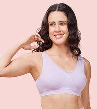 Load image into Gallery viewer, Enamor Innovations Flexifree, Plunge, Ultra Comfort Women's Bralette - No-Pinch, No-Dig, 360 Degree Flex, Seamless Lift, Fixed cup, Padded, Wirefree, High Coverage - F137 (Pastel Lilac)