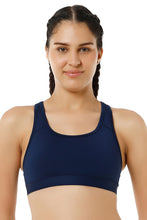 Load image into Gallery viewer, Amante Energize Medium Impact Round Neck Sports Bra - Pageant Blue 98701