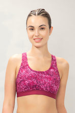 Load image into Gallery viewer, Amante Energize Medium Impact Round Neck Sports Bra - Mosaic Print 98701