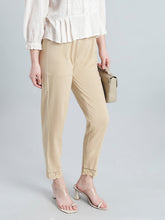 Load image into Gallery viewer, Go Colors Light Beige 100% Cotton Lace Pencil Pant