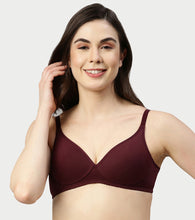 Load image into Gallery viewer, Enamor Supima Cotton Women's Plunge Lift Everyday T-Shirt Bra - Extra Comfort, Padded, Wirefree, Medium Coverage - A039 (Grapewine)