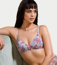 Load image into Gallery viewer, Enamor Women's Perfect Plunge Lift T-Shirt Bra - Detachable Straps, Lightly Padded, Wirefree, Medium Coverage - F023 (Silver Rose Print)