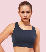 Load image into Gallery viewer, Enamor Crew Neck Sleeveless Crop length Sports Bra For Women - Hook & Eye Closure, Hugged Fit - A205 (Navy)