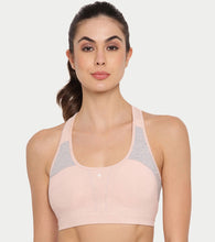 Load image into Gallery viewer, Enamor Medium Impact, Side Panel Shaping, Racer Back Women's Cotton Sports Bra - Padding with Removable Cups, Wirefree, High Coverage - SB08 (Pearl)