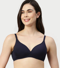 Load image into Gallery viewer, Enamor Supima Cotton Women's Plunge Lift Everyday T-Shirt Bra - Extra Comfort, Padded, Wirefree, Medium Coverage - A039 (Estate Blue)