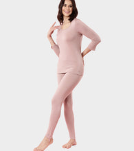 Load image into Gallery viewer, Enamor TH06 Women's Thermal Leggings with Soft Heat Generating Fabric, No Roll-Up with Stirrups at Bottom Hem, Engineered with HeatSkins™ Warm Technology. (Pale Pink)
