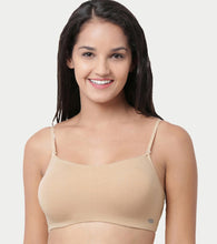 Load image into Gallery viewer, Enamor Moulded Double Layer Front Women's Cotton Cami Bra - Detachable Slim Straps with Back Keyhole, Non Padded, Wirefree, High Coverage - A022 (Skin)