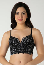 Load image into Gallery viewer, Amante Femme Lace Padded Non-Wired Longline Bra - Black 06201