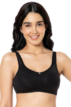 Load image into Gallery viewer, Amante Cotton Smooth Back Solid Non Padded Non-Wired Support bra - Black 93301