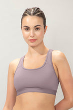 Load image into Gallery viewer, Amante Energize Medium Impact Round Neck Sports Bra - Purple Dove 98701
