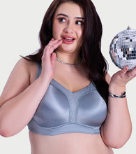 Load image into Gallery viewer, Enamor Full Figure Satin Minimizer Bra - Non-Padded, Non-Wired, High Coverage - F148 (Chrome Grey)