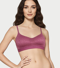 Load image into Gallery viewer, Enamor Lit Balconette Bra for Women Padded, Wire-Free, Medium Coverage, Lace Jacquard on Cups - SMB02 (Dusky Mauve)
