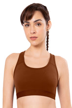 Load image into Gallery viewer, Amante Energize Medium Impact Round Neck Sports Bra - Potting Soil 98701