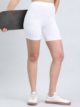 Load image into Gallery viewer, Go Colors White Knit Seamless Cycling Shorts