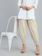 Load image into Gallery viewer, Go Colors Cream Embroidered Lace Salwar