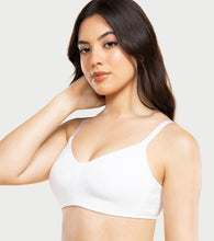 Load image into Gallery viewer, Enamor Ultra-Smoothing Women's Cotton Everyday T-Shirt Bra - No-Pinch, Hidden Lift, Non Padded, Wirefree, High Coverage - A027 (White)