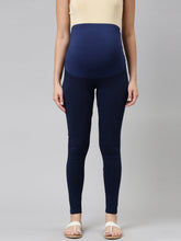 Load image into Gallery viewer, Go Colors Navy Cotton Stretch Maternity Churidar