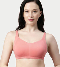 Load image into Gallery viewer, Enamor Innovations Intellifresh Antimicrobial Minimizer Everyday Cotton Bra for Women - Padded, Wirefree, Full Coverage - A058 (Peach Blossom)