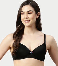 Load image into Gallery viewer, Enamor Women's Perfect Plunge Lift T-Shirt Bra - Detachable Straps, Lightly Padded, Wirefree, Medium Coverage - F023 (Black)