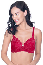 Load image into Gallery viewer, Amante Lace Delight Padded Non-wired Lace Bra - Red Obsession 30501