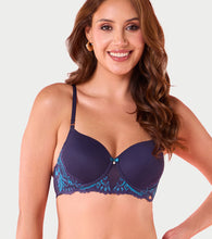 Load image into Gallery viewer, Enamor F194 Padded Wired High Coverage Glam Wave Smooth Bra - Aqua Swirl