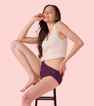 Load image into Gallery viewer, Enamor IP02 Innovations Invisi, Fit Flex, No Visible Panty Lines, All Day Comfort, Mid Waist Brief Panty for Women - Breathable Lightweight Fabric, Antimicrobial with Stain Release, Bonded Free Cut, Regular Coverage - Pack of 1 (Deep Purple)