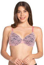 Load image into Gallery viewer, Amante Lace Dream Padded Wired Lace Bra - Salmon Rose_M.Blue 82701