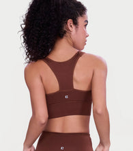 Load image into Gallery viewer, Enamor Wide Straps Seamed T-back Basic Workout Sports Bra - Quick Dry, Antimicrobial, Removable Padding, Non-Wired, Full Coverage - A202 (Sepia)
