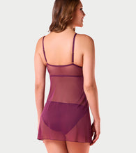 Load image into Gallery viewer, Enamor N193 Padded Wire-Free Babydoll Glam Wave Chemise - Plum Swirl