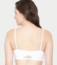 Load image into Gallery viewer, Enamor Moulded Double Layer Front Women's Cotton Cami Bra - Detachable Slim Straps with Back Keyhole, Non Padded, Wirefree, High Coverage - A022 (White)