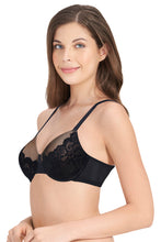Load image into Gallery viewer, Amante Bonded Luxury Padded Wired Lace Bra - Black-Hazelnut 11801