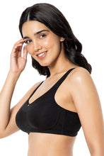 Load image into Gallery viewer, Amante Cotton Smooth Back Solid Non Padded Non-Wired Support bra - Black 93301
