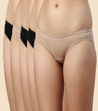 Load image into Gallery viewer, Enamor CB03 Chic Cotton, All Day Comfort, Low Waist Bikini Panty for Women - Naturally Breathable, Antimicrobial with Stain release, Inner Elastic, Regular Coverage - Pack of 5 (Jet Black / Nude)
