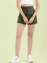 Load image into Gallery viewer, Go Colors Olive Green Cotton Twill Shorts