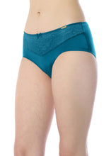 Load image into Gallery viewer, Amante Elegant Lace Hipster Panty - Gibralta Blue & Stucco 101201