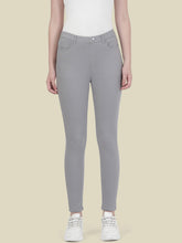 Load image into Gallery viewer, Go Colors Ebony Grey Cotton Polyester Super Stretch Jeggings