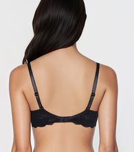 Load image into Gallery viewer, Enamor The Balconette T-Shirt Bra for Women, Padded , Wire-Free, Medium Coverage, Scallop Lace, Jacquard - FE39 (Black)