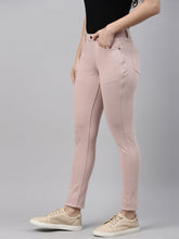 Load image into Gallery viewer, Go Colors Medium Pink Cotton Poly Stretch Stripes Printed Jeggings